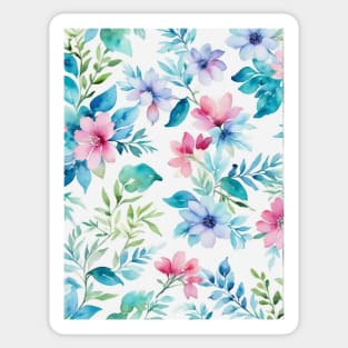 Samless watercolor flowers and leaf Sticker